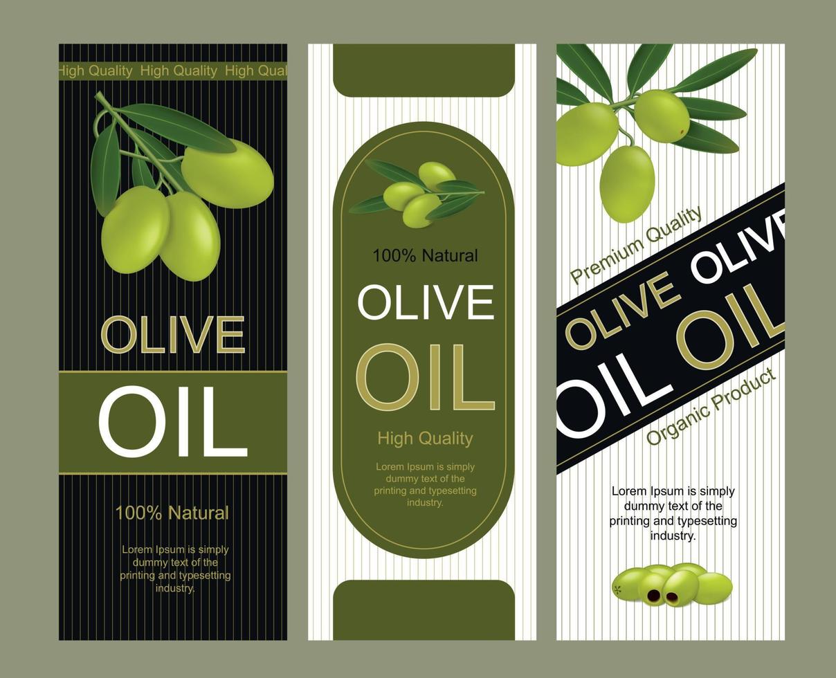 Olive Oil Labels Set vector