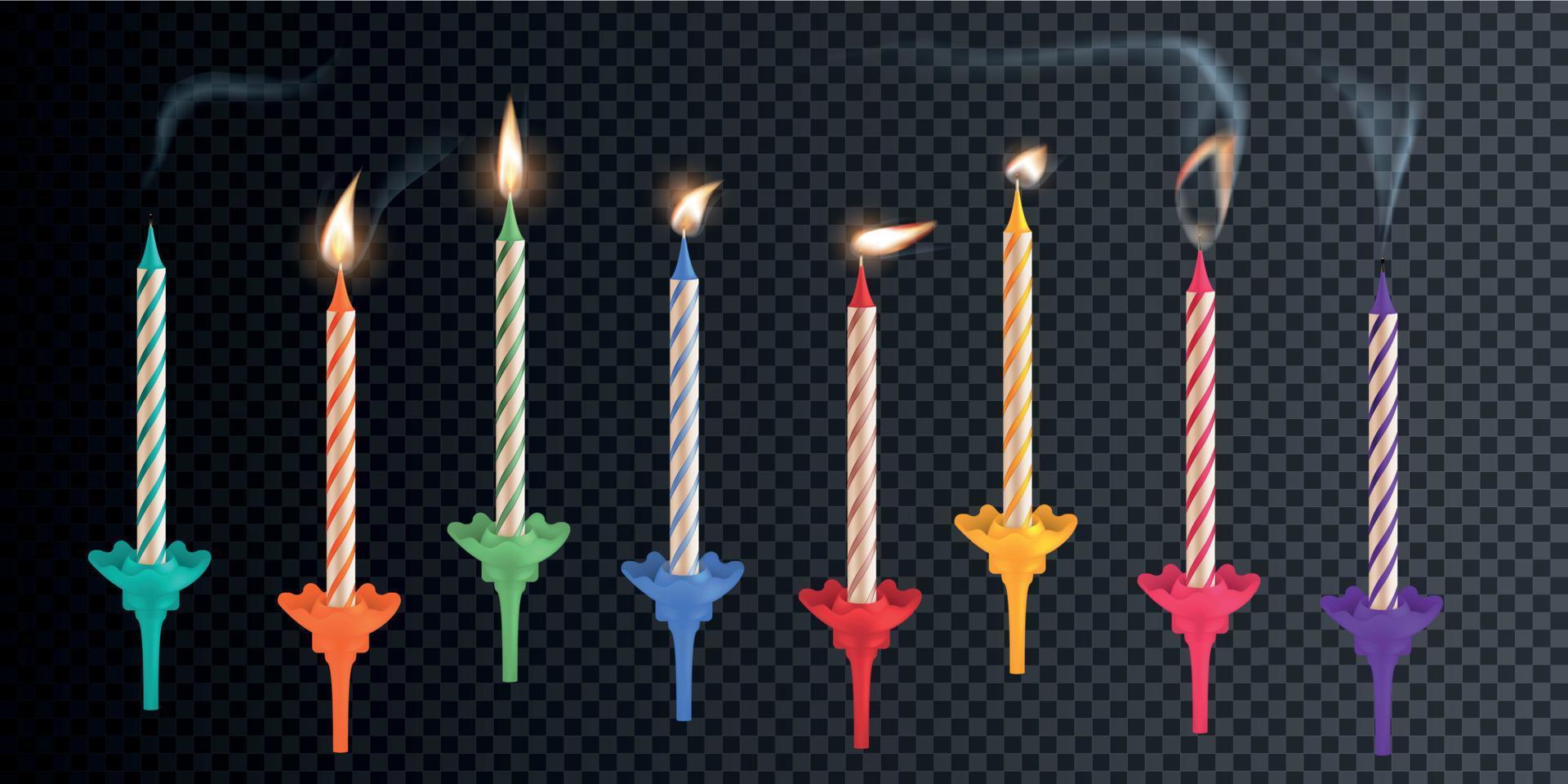 conjunto de velas de cumpleaños festivas vector