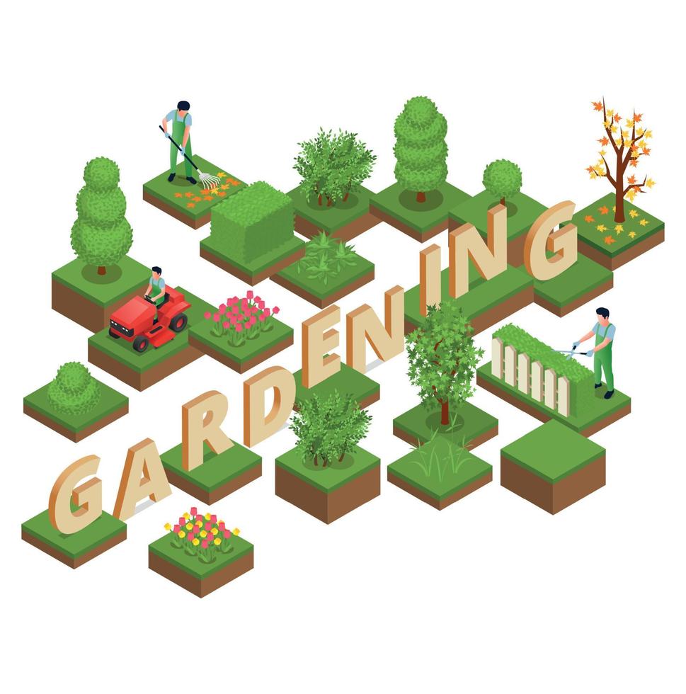Gardening Isometric Design Concept vector