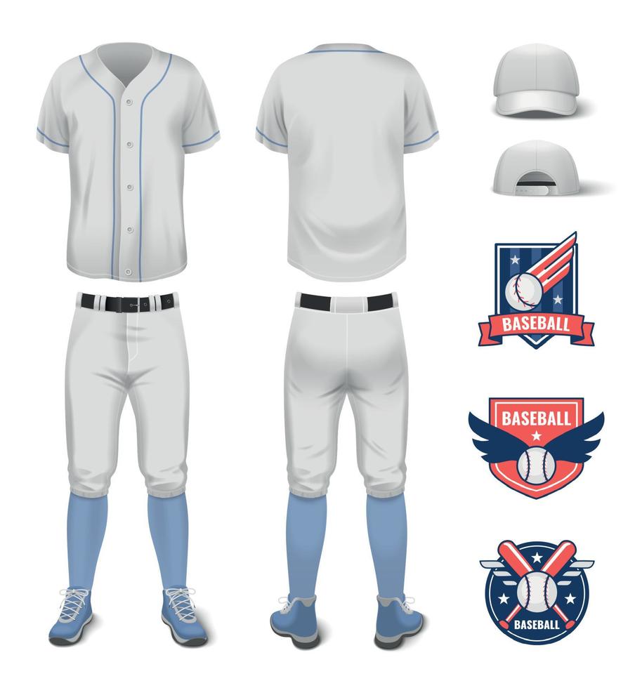 maqueta realista de uniforme de camiseta de béisbol vector