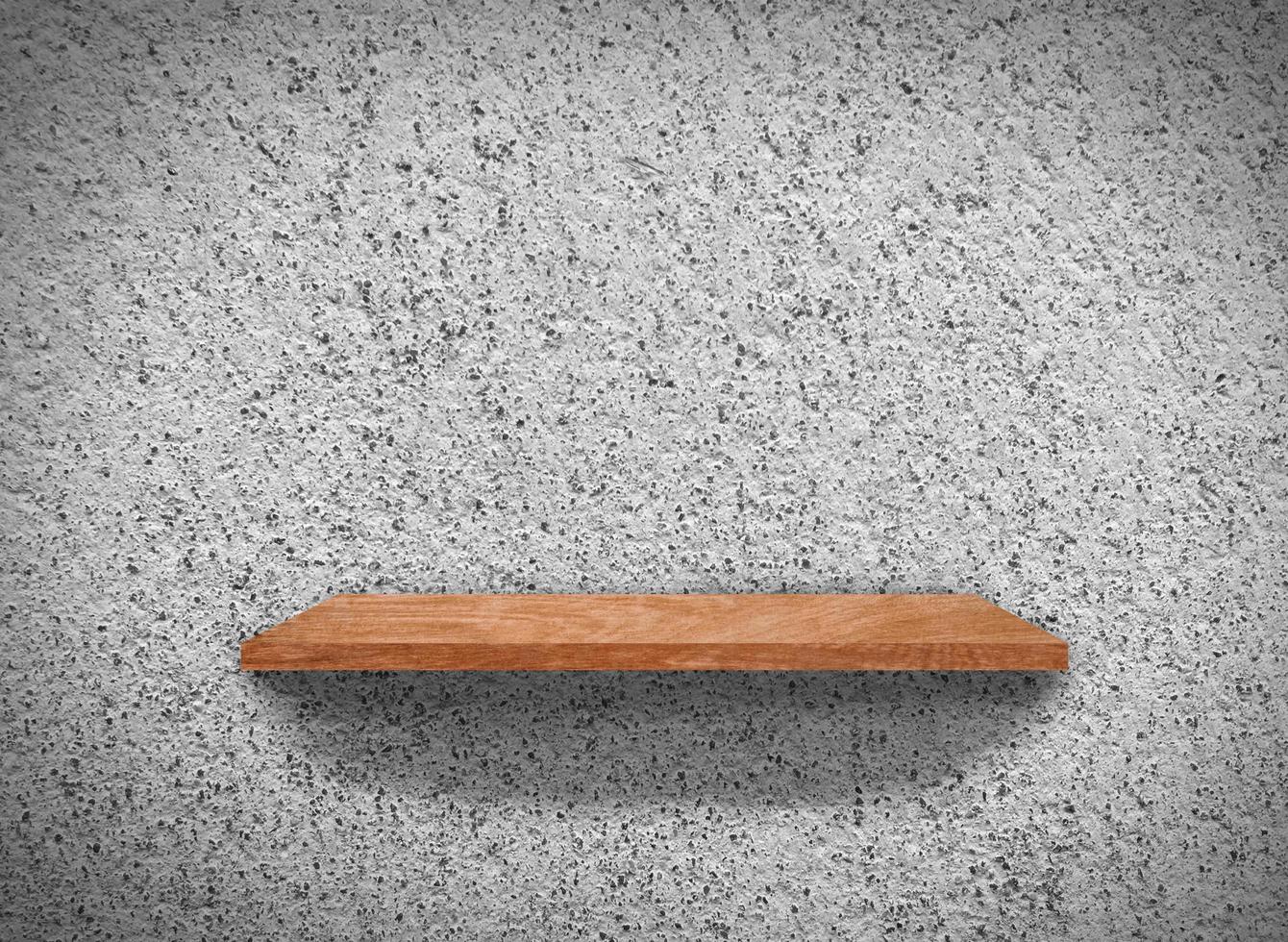 Hardwood shelves on concrete wall texture in minimal Style  background with clipping path for design photo
