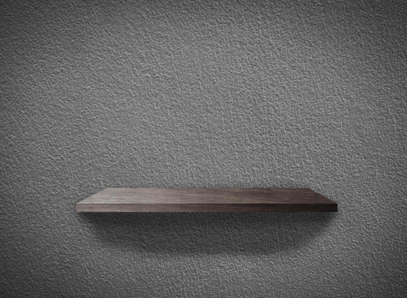 Hardwood shelves on concrete wall texture in minimal Style  background with clipping path for design photo