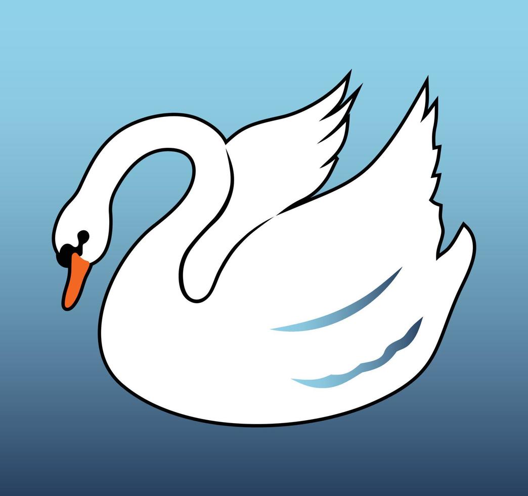 White swan on the blue water vector