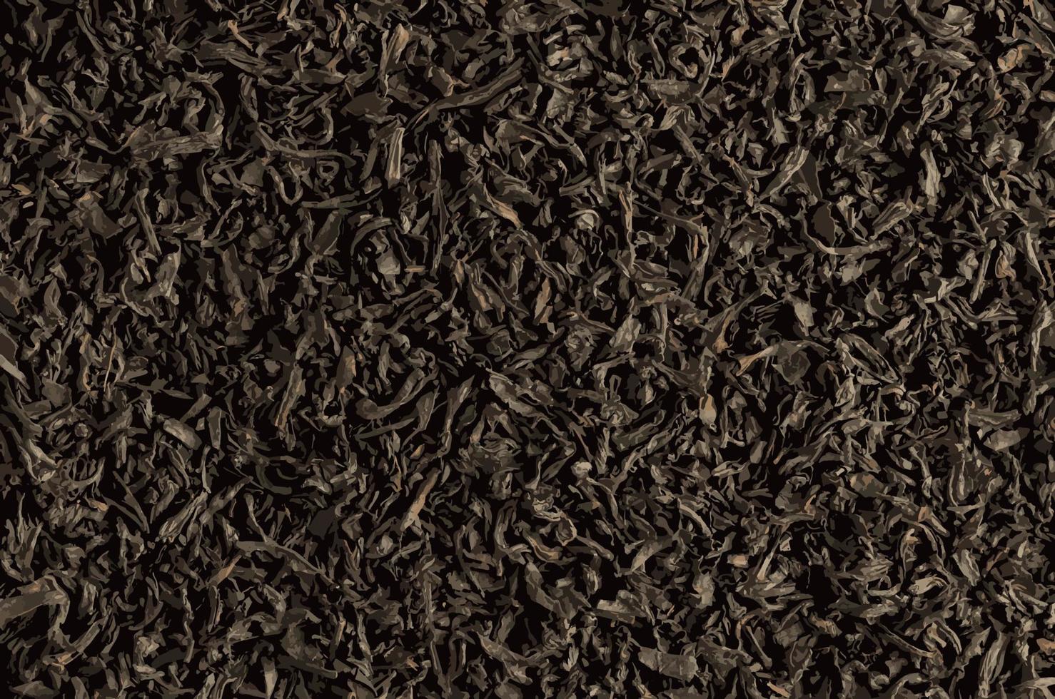 Realistic vector illustration of dry black tea with bergamot flavor Gray graph as background, top view
