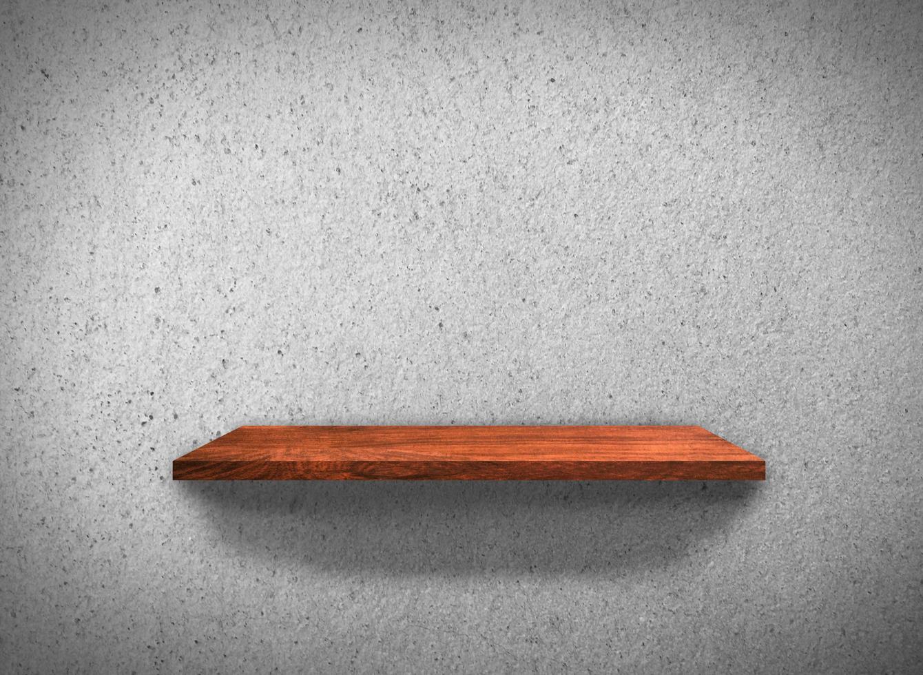 Top view of wood shelves on concrete wall texture background with clipping path for design photo