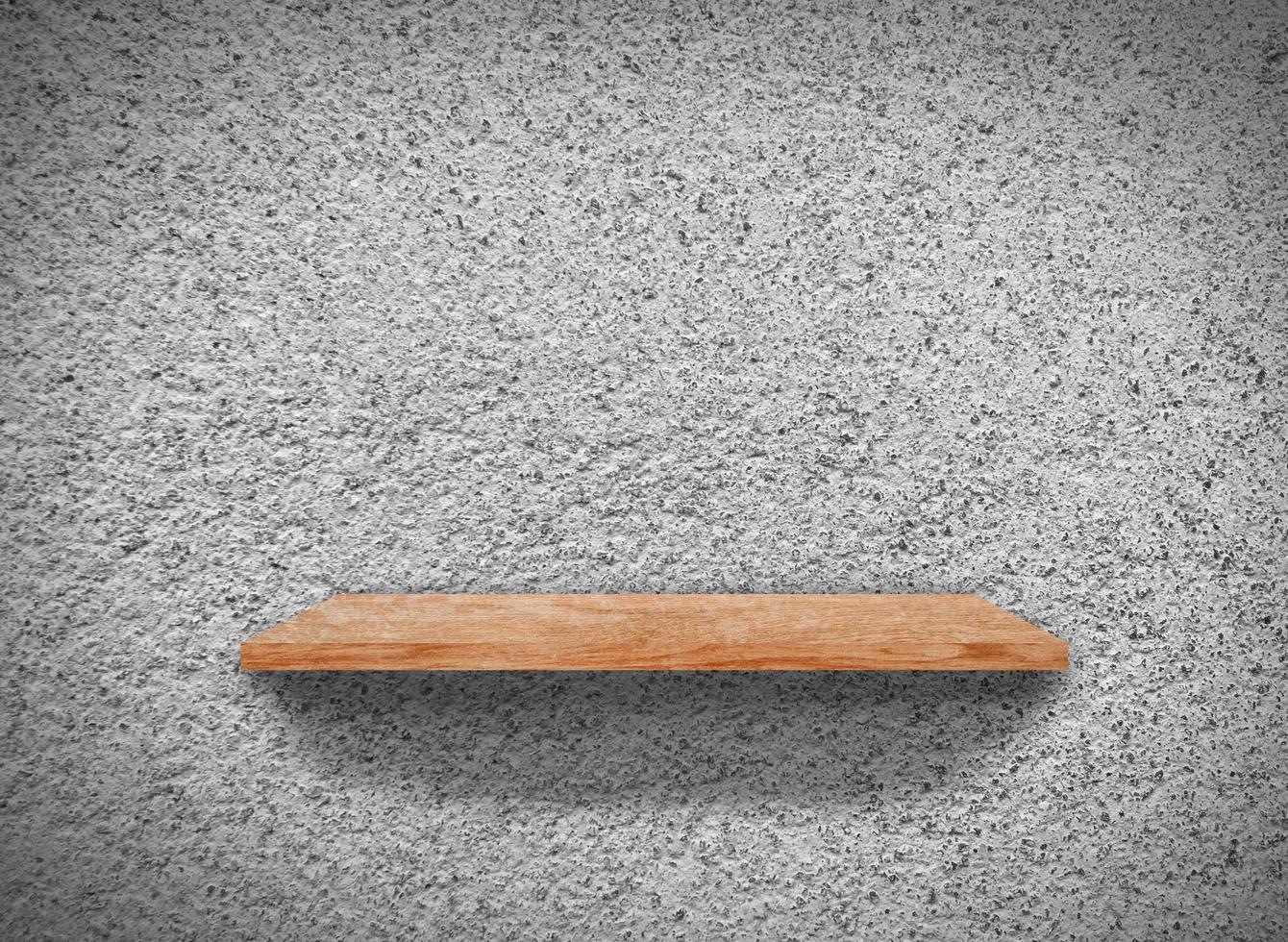 Hardwood shelves on concrete wall texture in minimal Style  background with clipping path for design photo