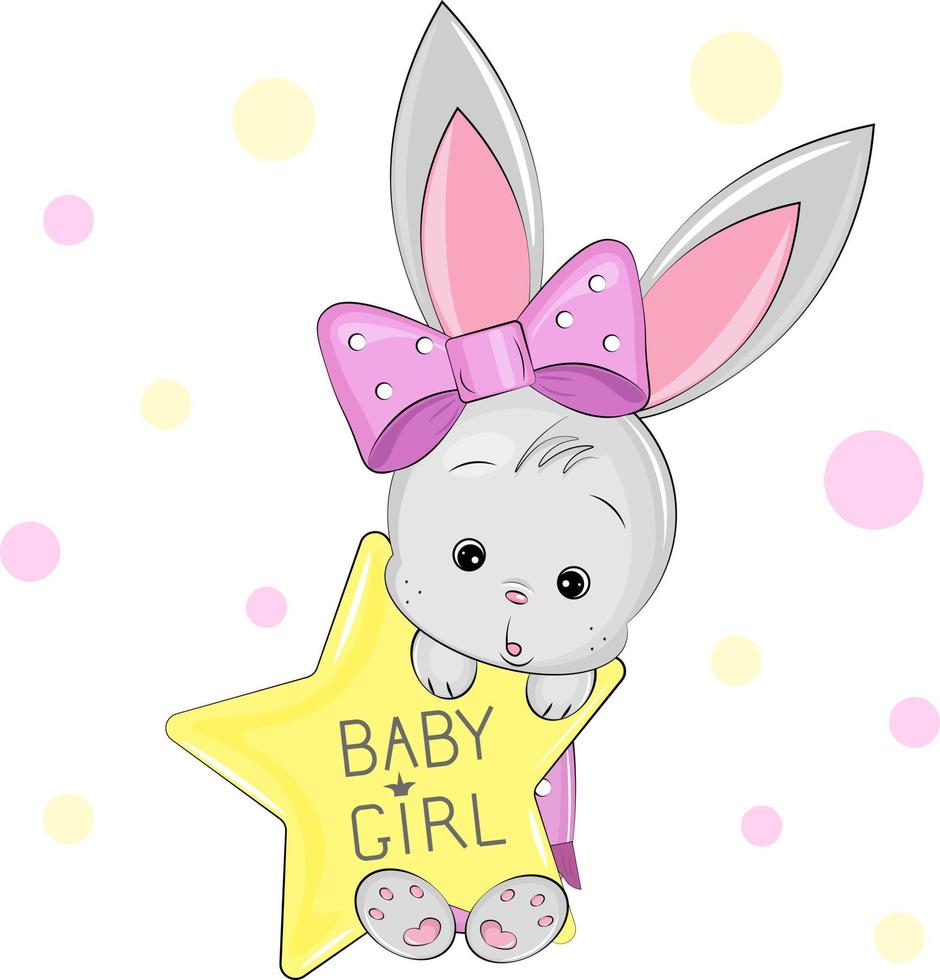 cute bunny girl with a star vector