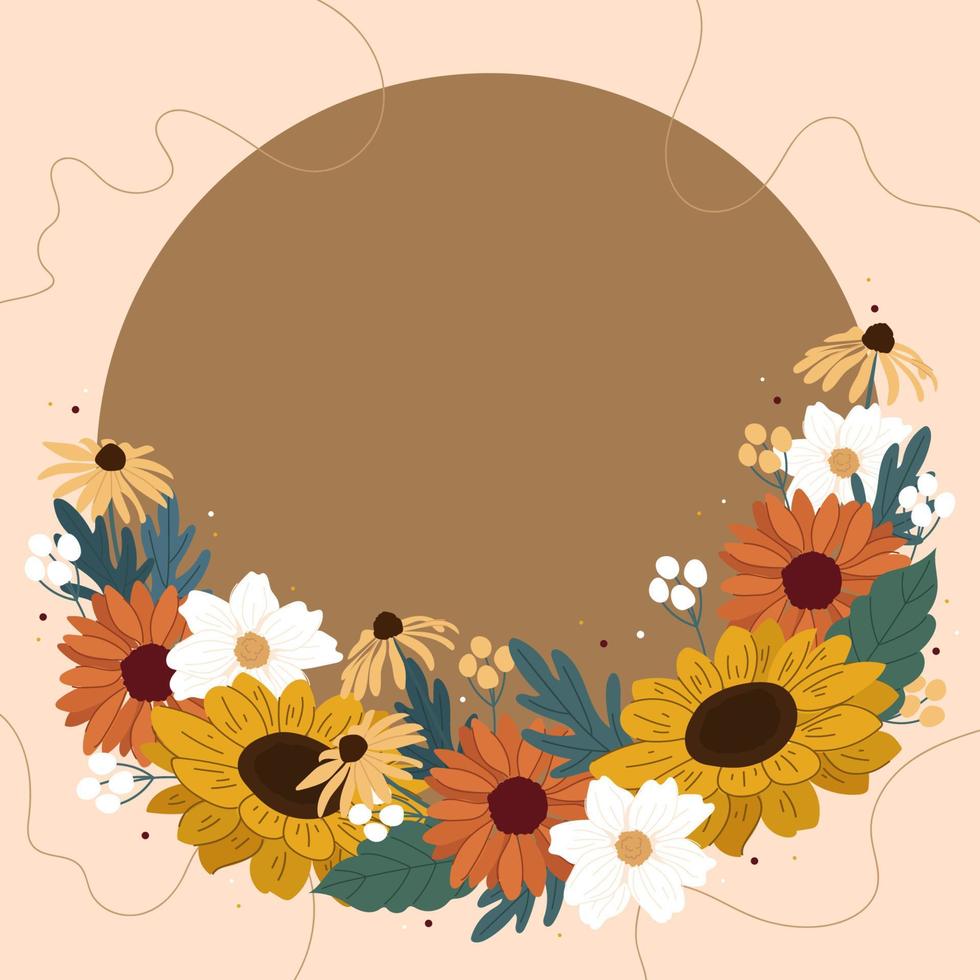 Hand Drawn Fall Floral Background vector