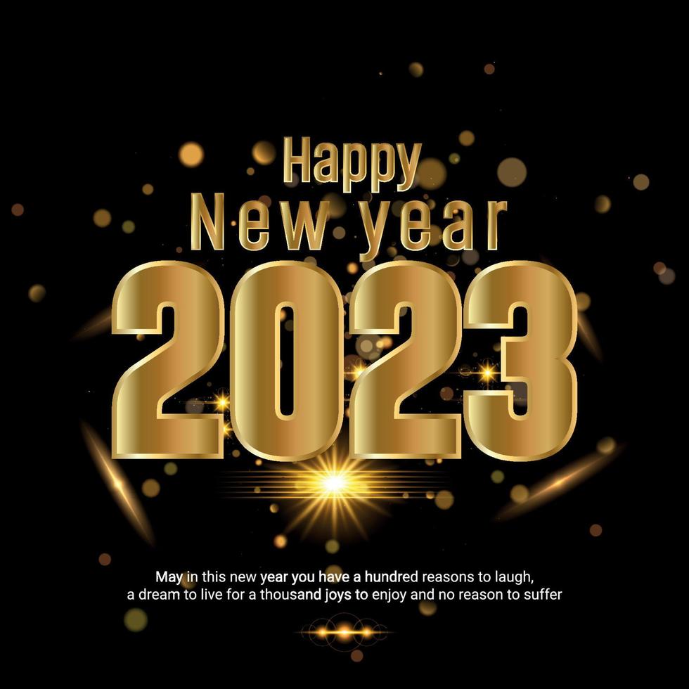 Golden Happy New Year 2023 vector