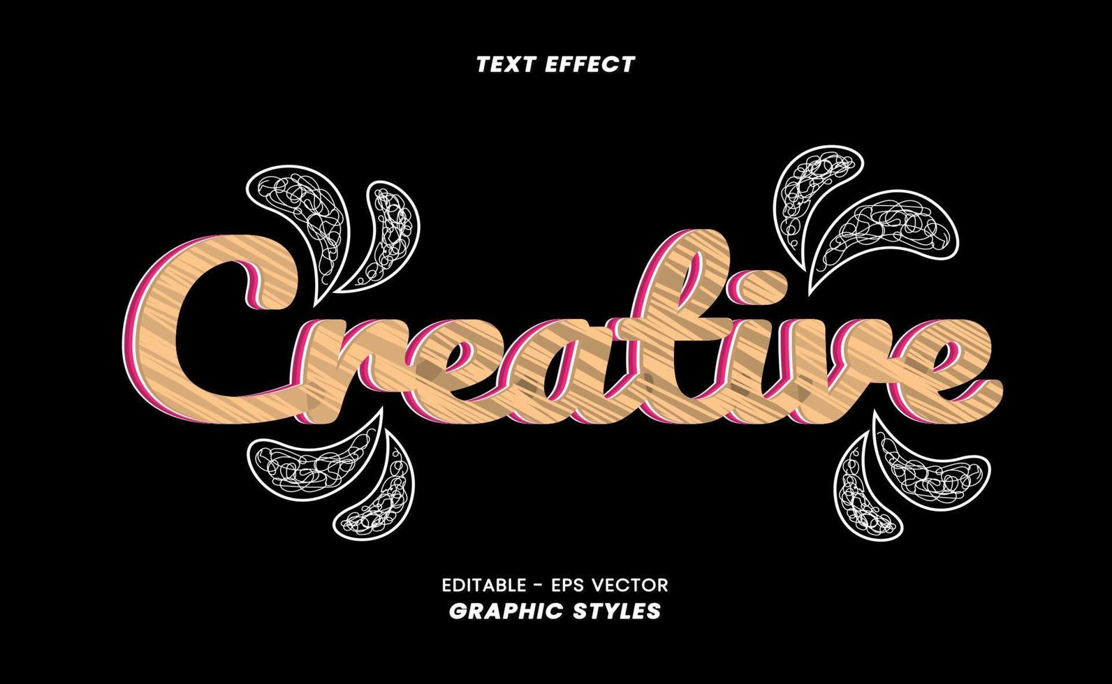 efecto de texto creativo con fondo. los efectos se pueden usar en configuraciones de estilo gráfico adecuadas para usar como título vector