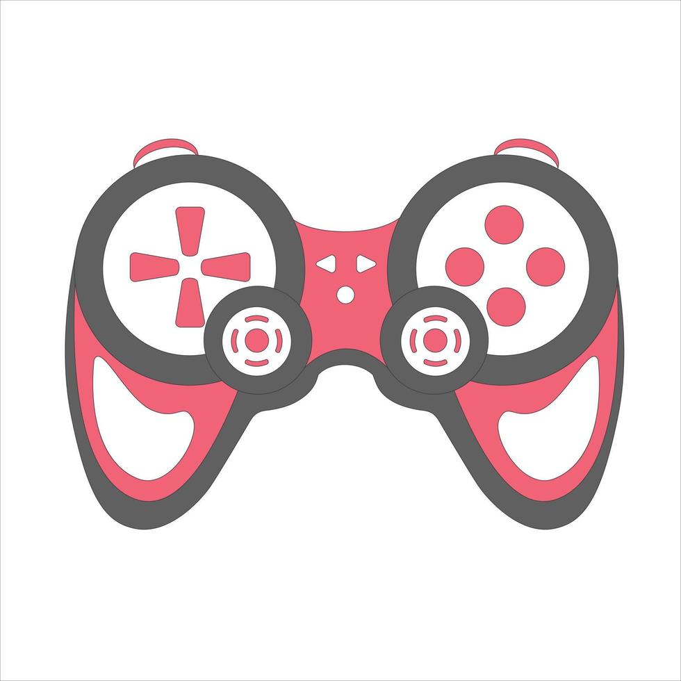 Bright gamepad in retro style. Game controller for computer playing vector illustration isolated on white background.