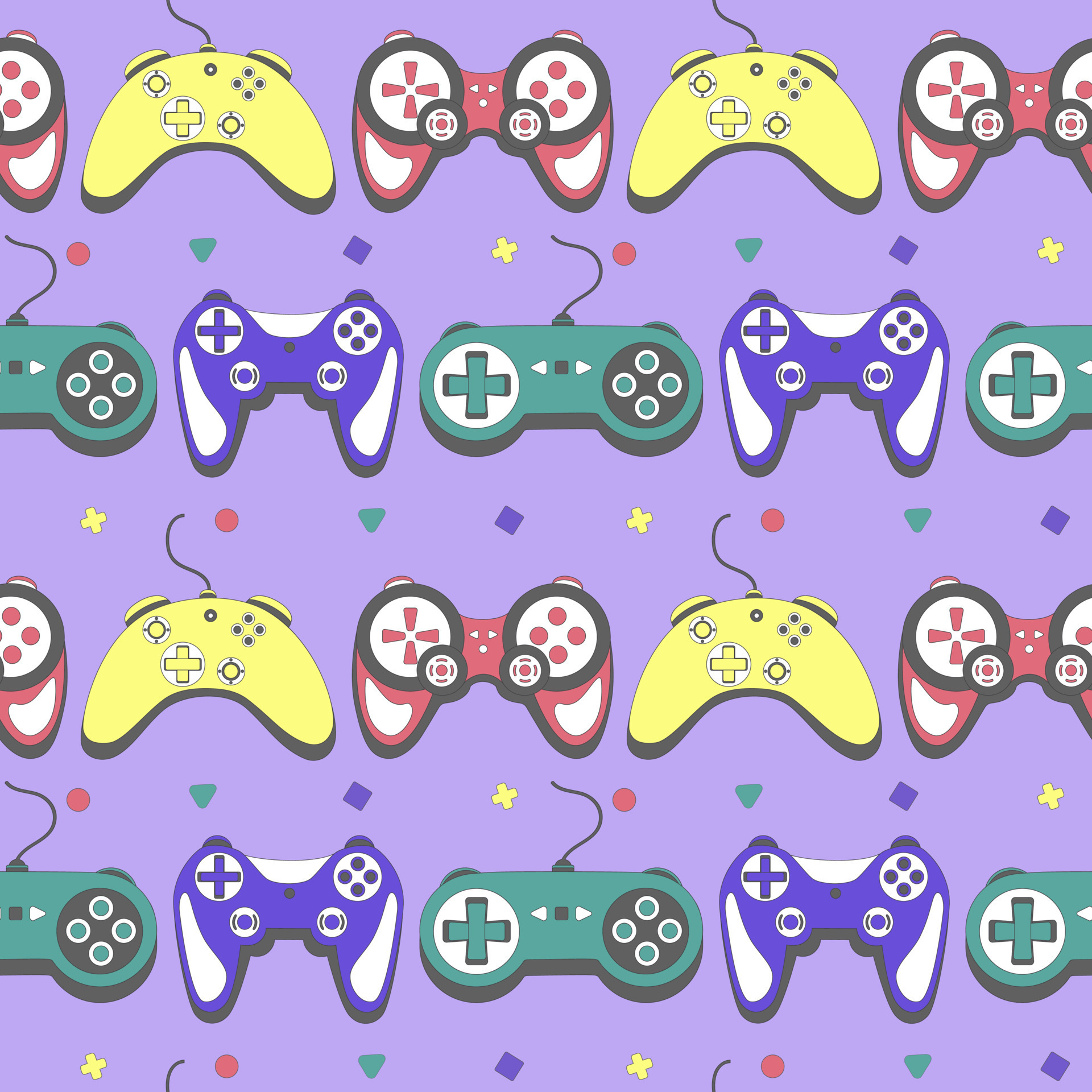 Seamless pattern gamepad in retro style. Game controller for computer