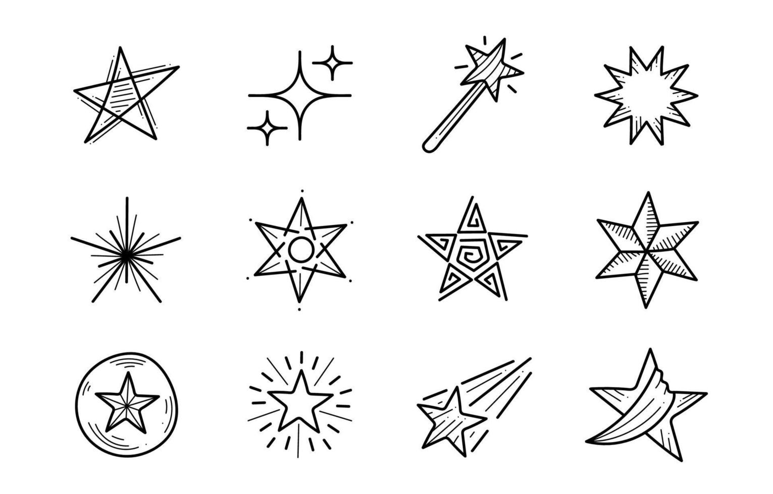 Expressive Star Icon Doodle Sketch vector