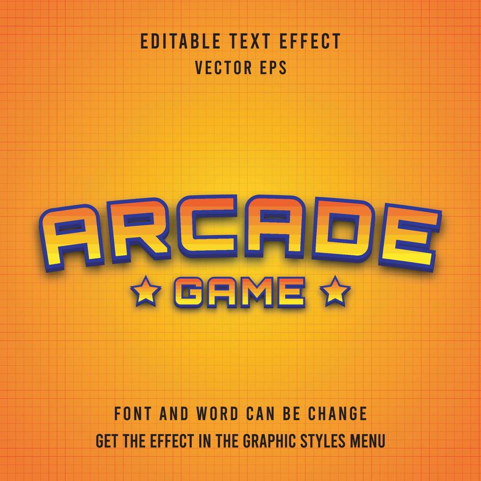 efecto de texto editable del juego de arcade vector