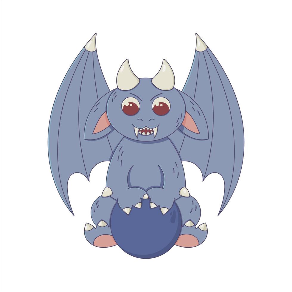 Vector gargoyle in a flat style. Mythical gargouille with fangs and claws.