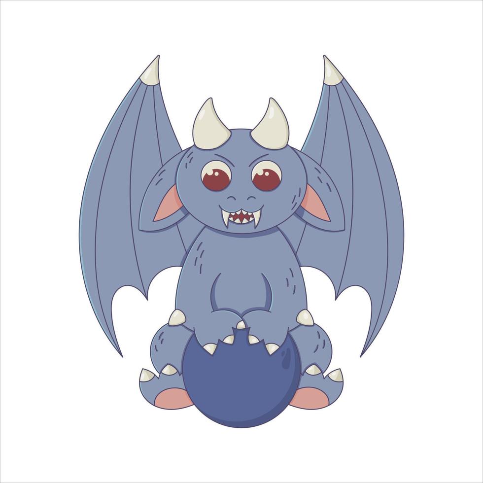 Vector gargoyle in a flat style. Mythical gargouille with fangs and claws.