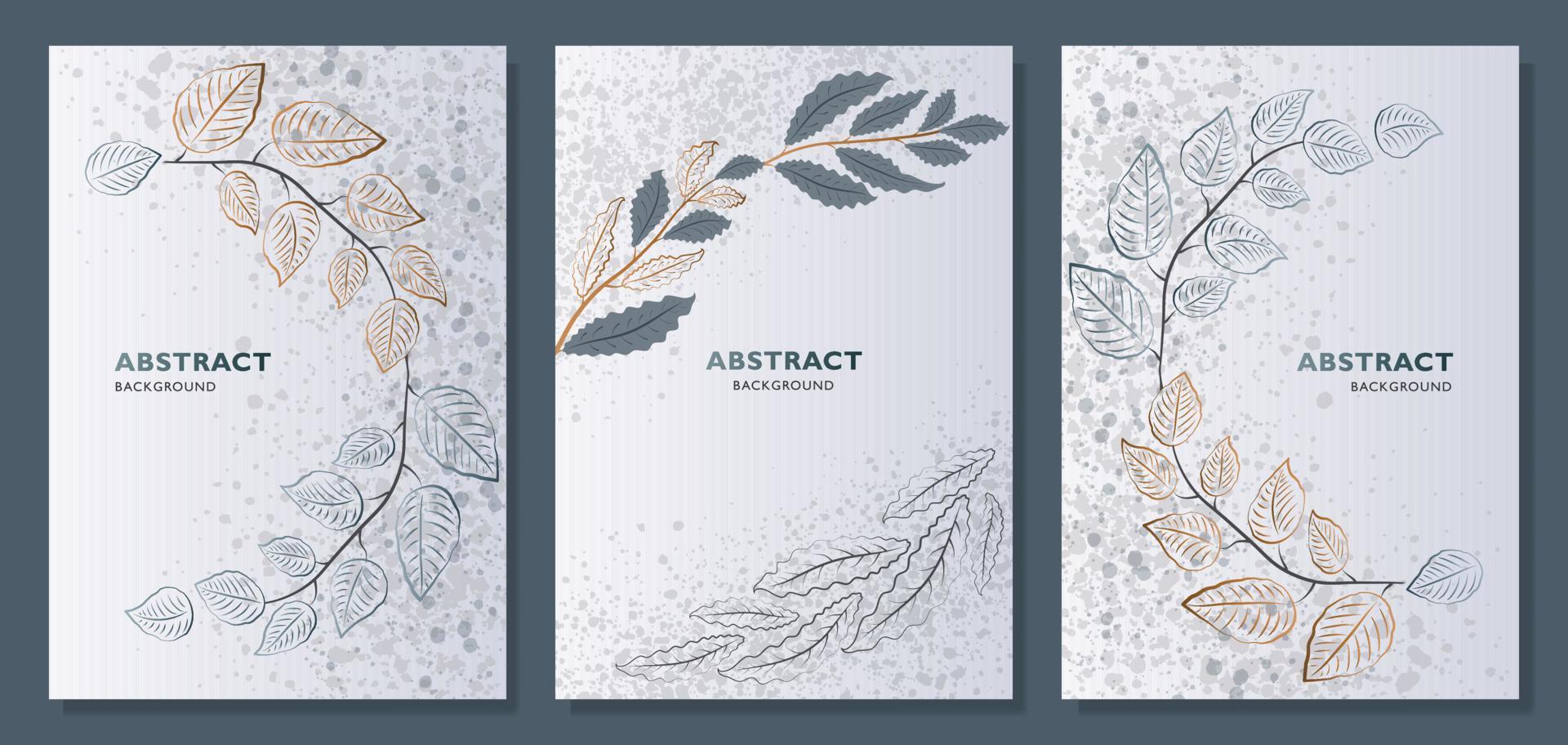 vector de fondo de arte abstracto. fondo de tarjeta de invitación de lujo con arte de línea dorada y hojas botánicas, formas orgánicas. diseño de invitación vectorial para boda y plantilla de portada vip.