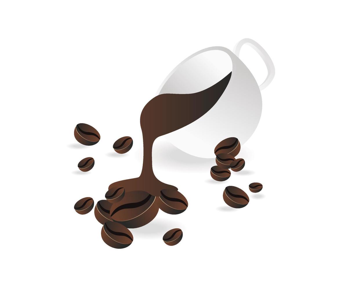 Pouring coffee on the beans vector