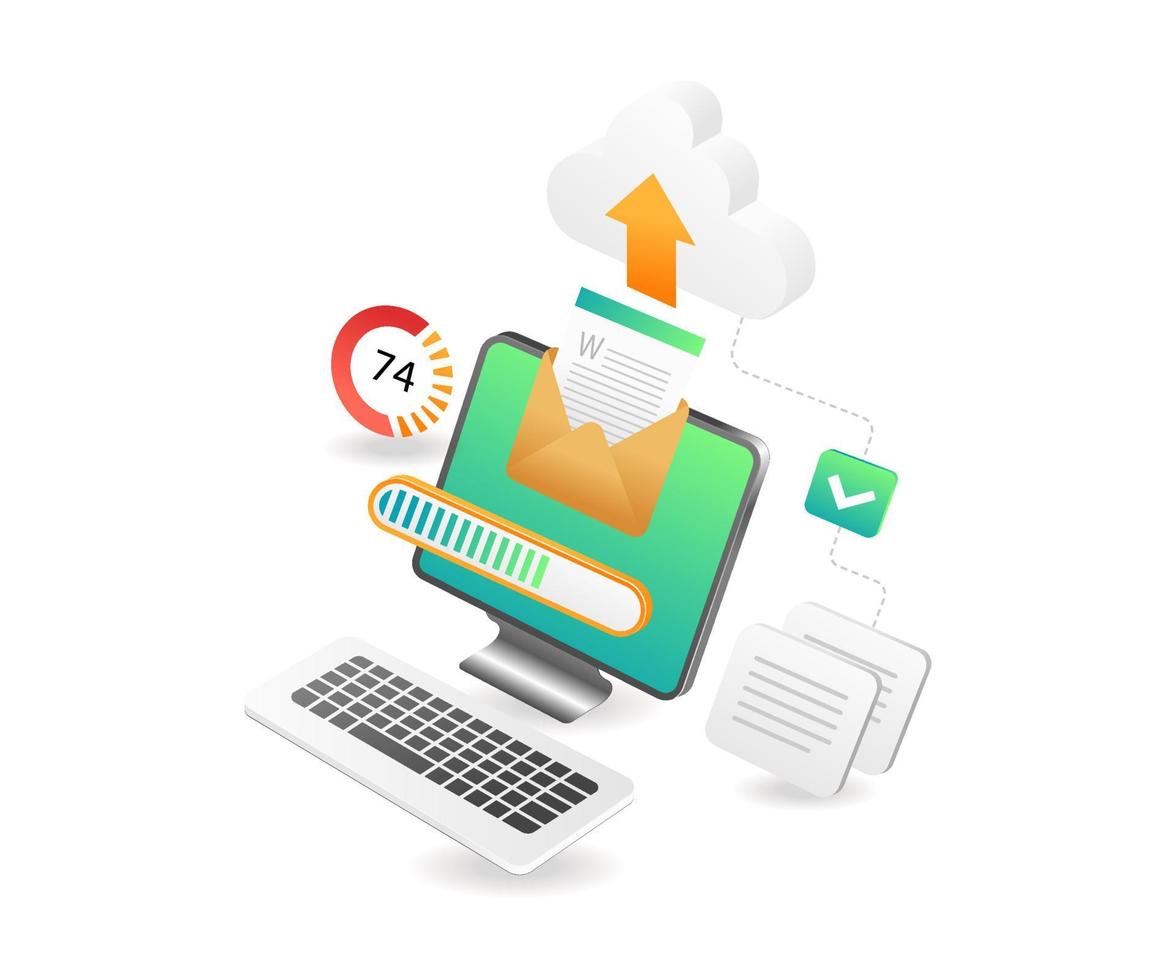 In progress sending data to cloud server vector