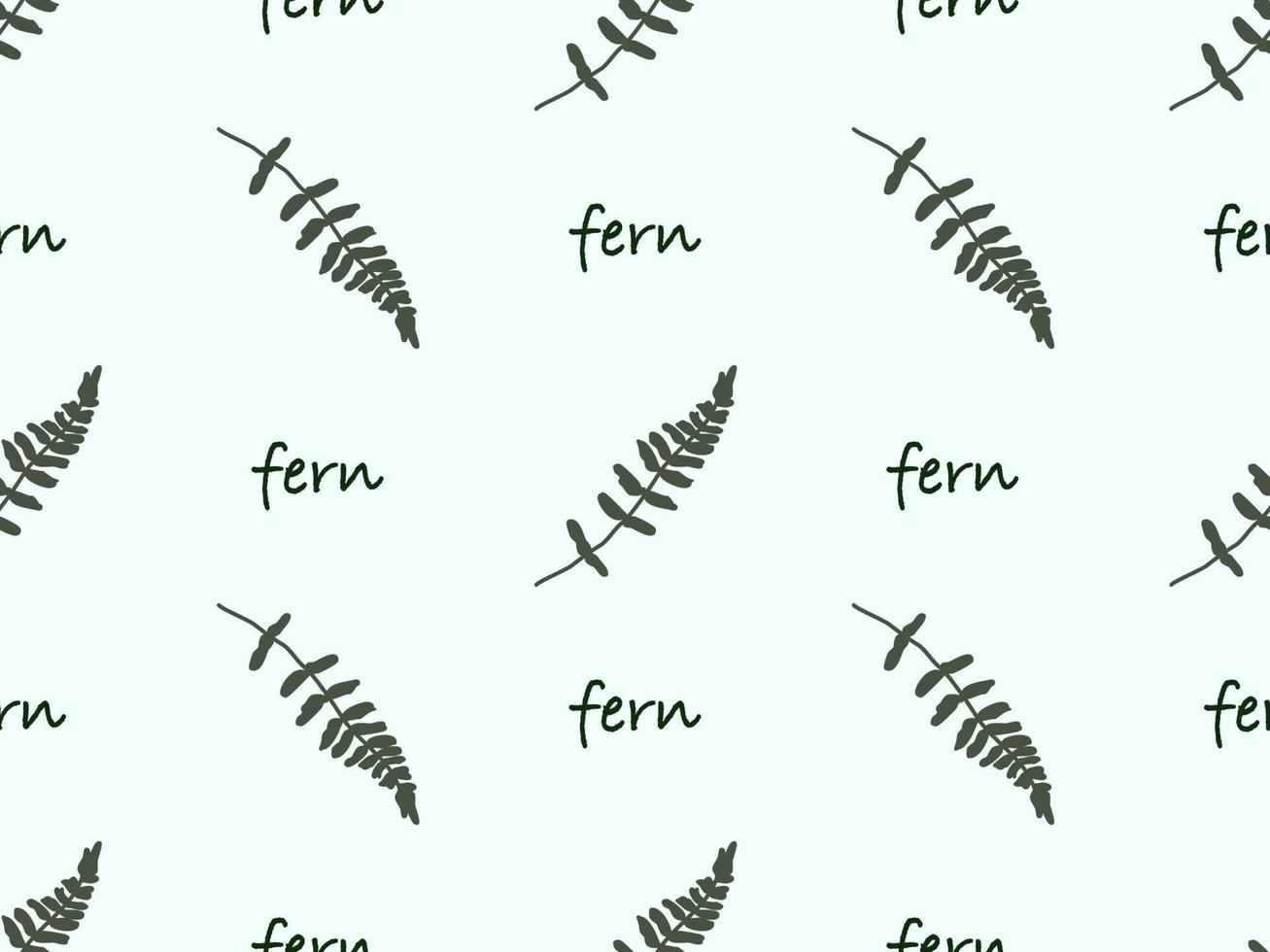 Fern cartoon character seamless pattern on green background vector