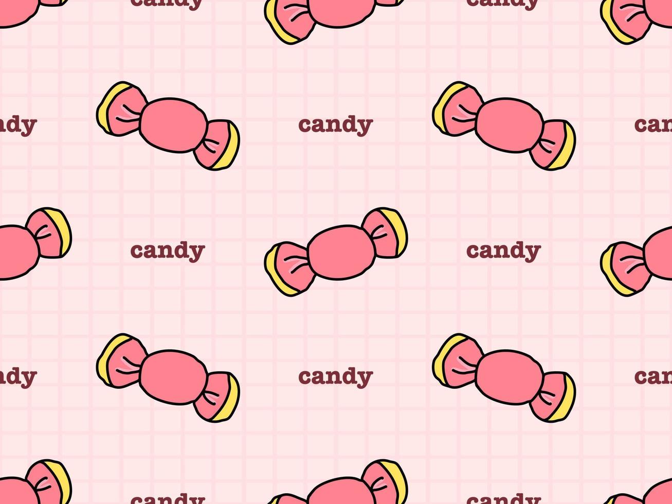 Candy cartoon character seamless pattern on pink background vector