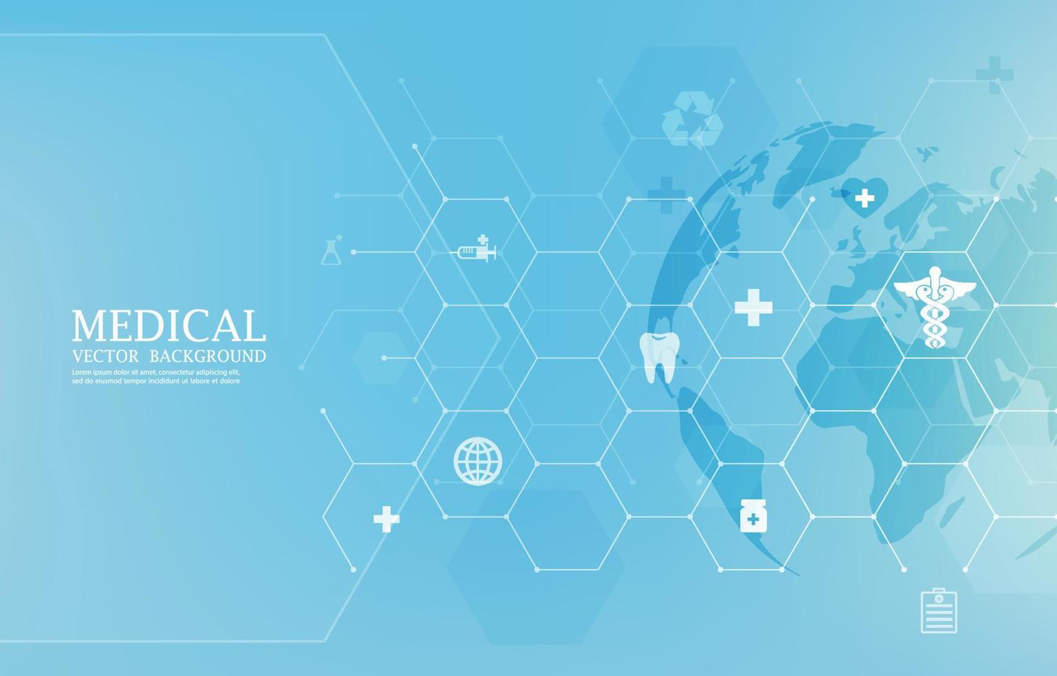 Vector modern world medical background.medical icons.geometric hexagon