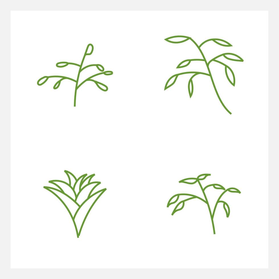 Hand drawn Set of leaf line art vector