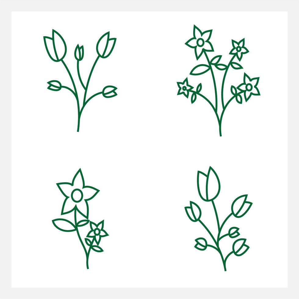 Hand drawn Set of leaf line art vector