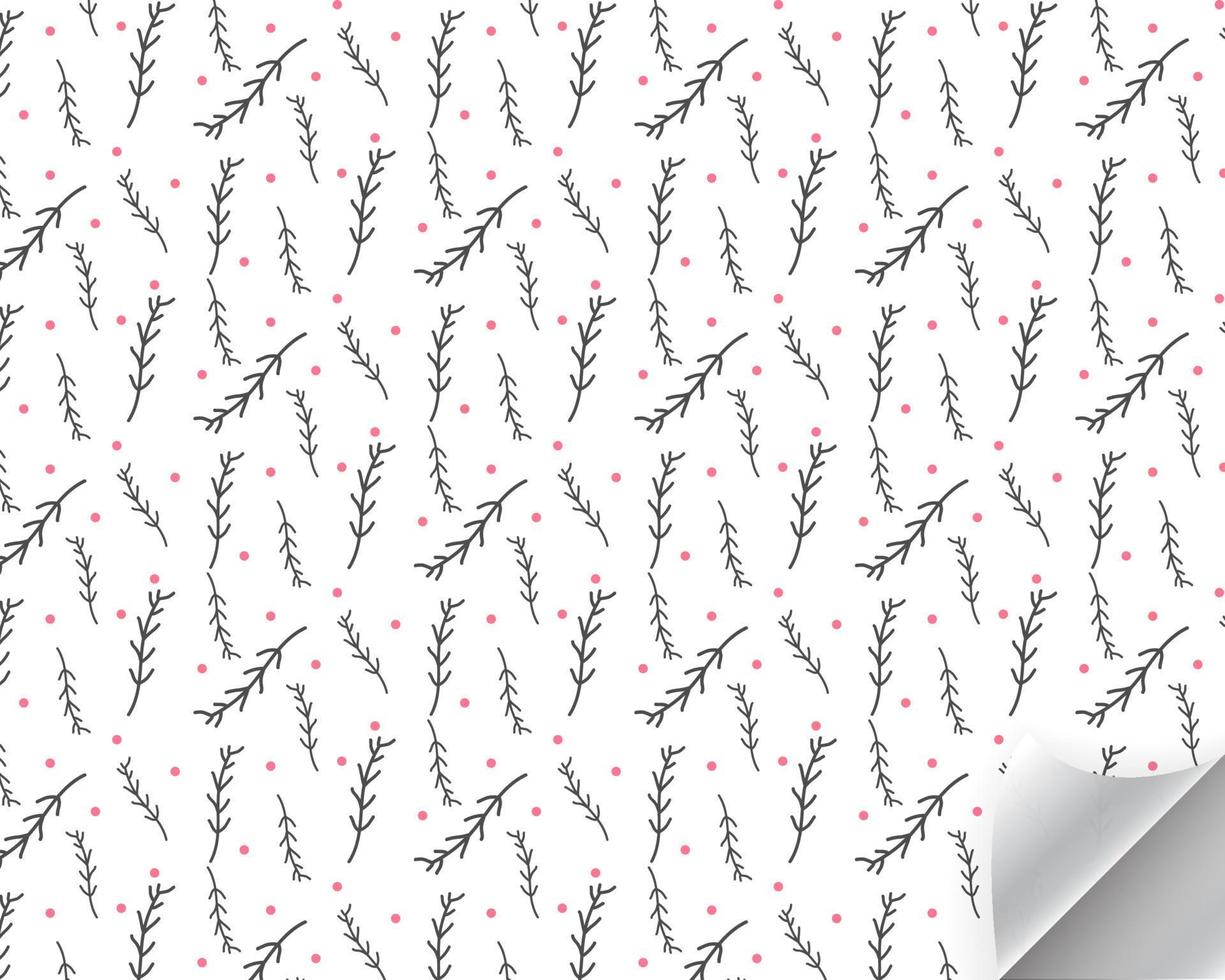 Nature winter seamless pattern. Pine branches Simple Hand drawn vector background. Wrapping paper.