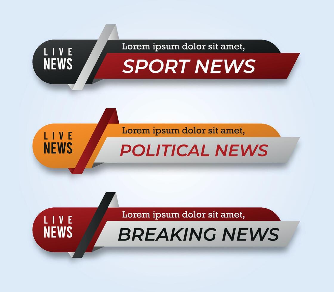 tv news bar. bar newspaper. bar social media. Television broadcast media title banner. vector