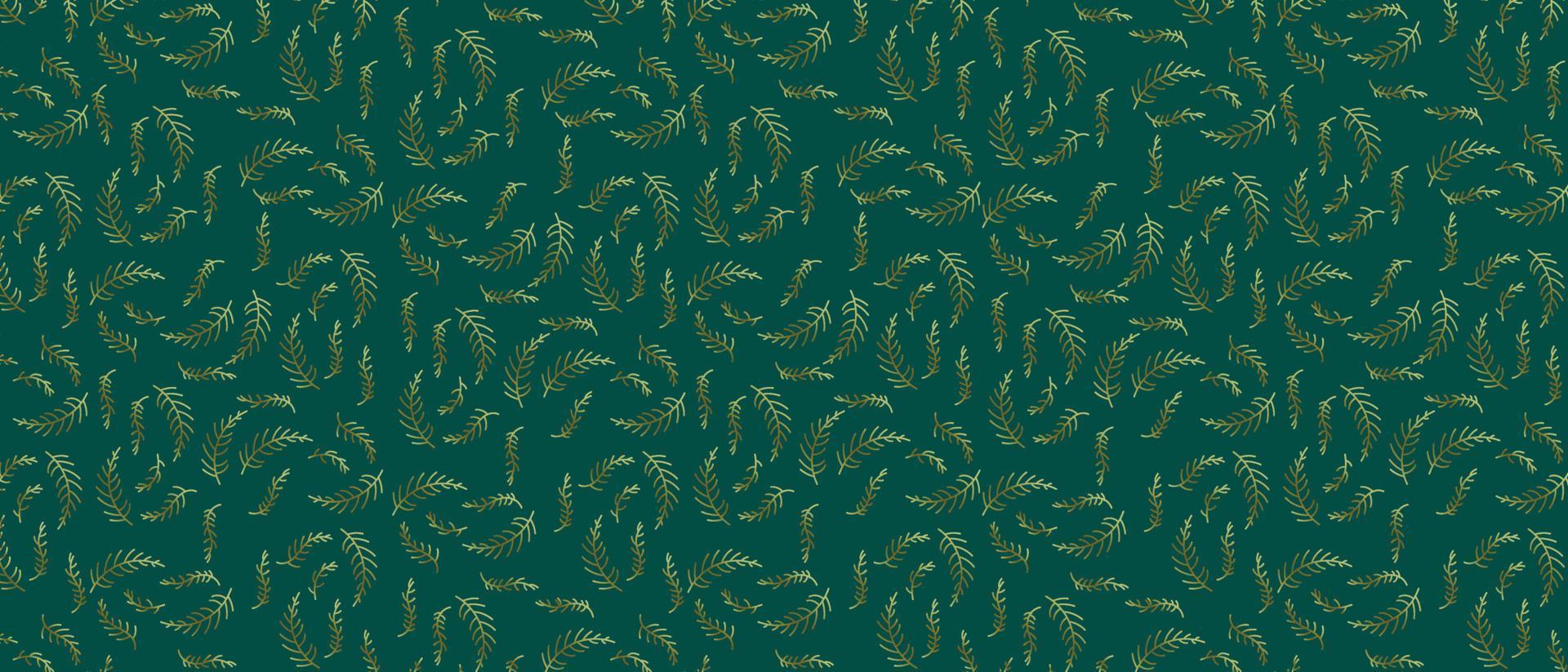 gold green abstract leaf pattern background vector illustration