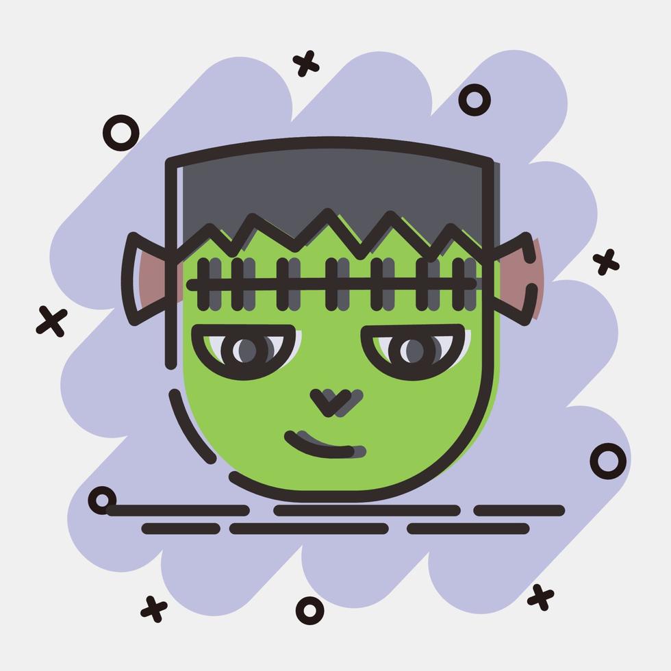 icono zombie.icon en estilo cómico. adecuado para impresiones, afiches, volantes, decoración de fiestas, tarjetas de felicitación, etc. vector