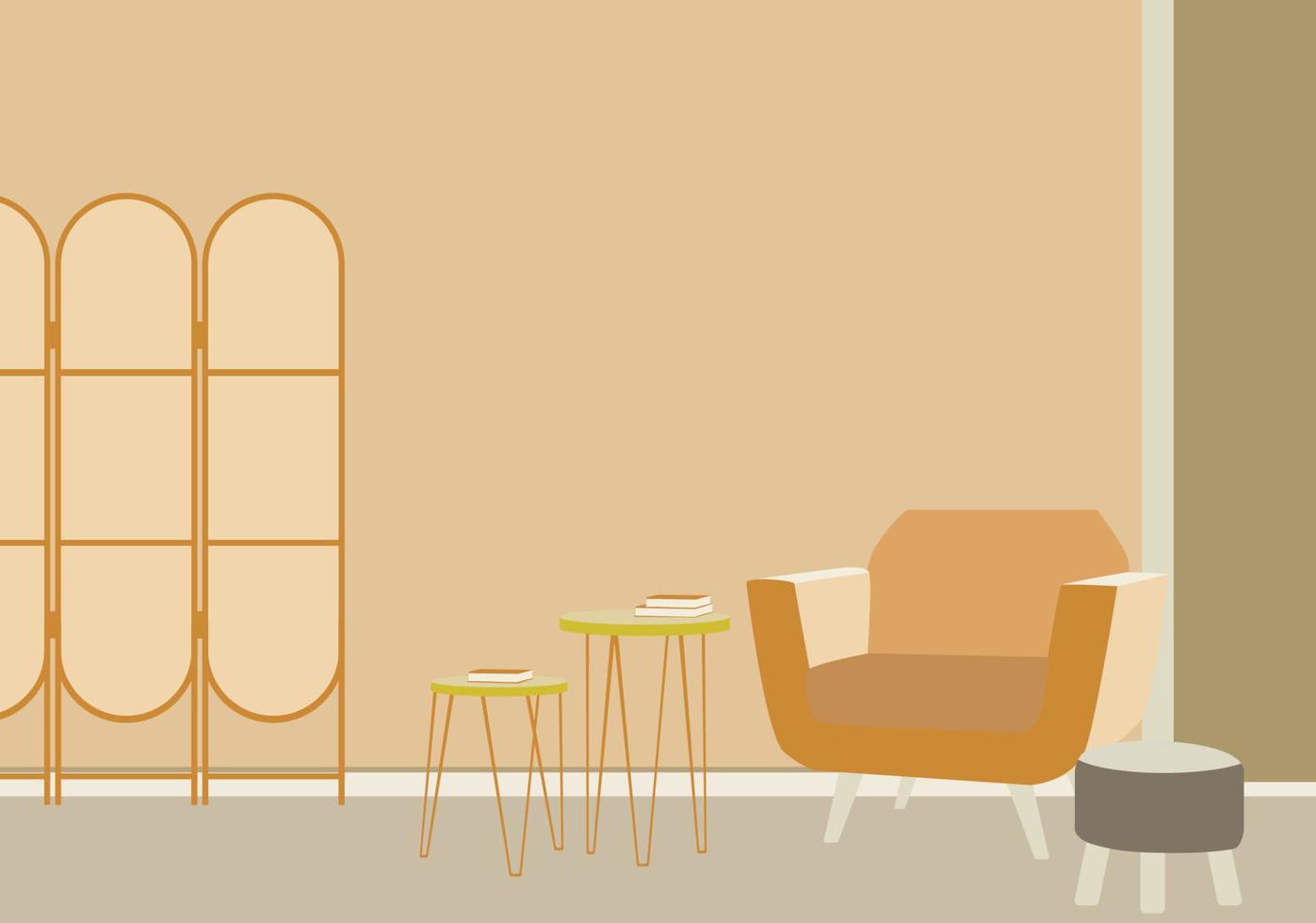 decoración interior minimalista vector fondo naranja