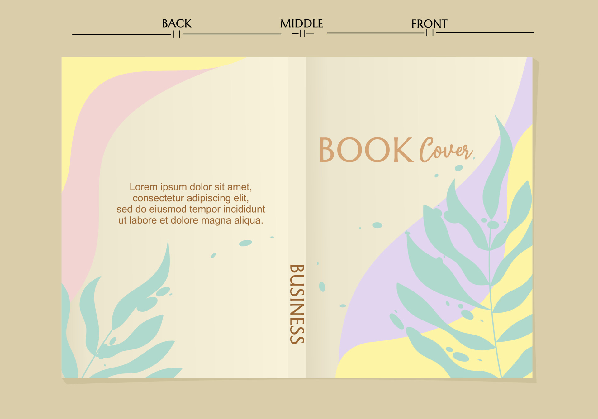 Aesthetic Book Cover Page Collection Templates With Cute Boho Leaf Aesthetic Book Cover Page Collection Templates With Cute Boho Leaf