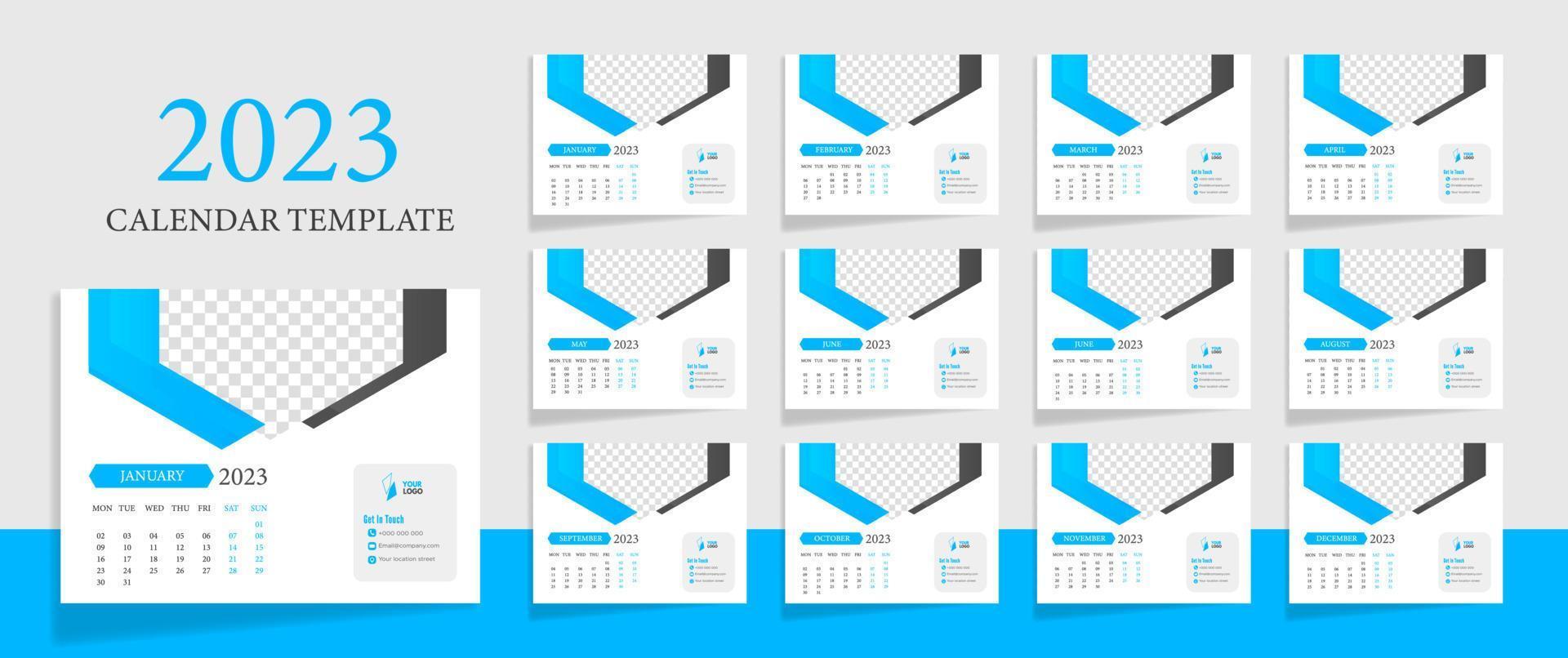 Desk calendar 2023 business template vector illustration