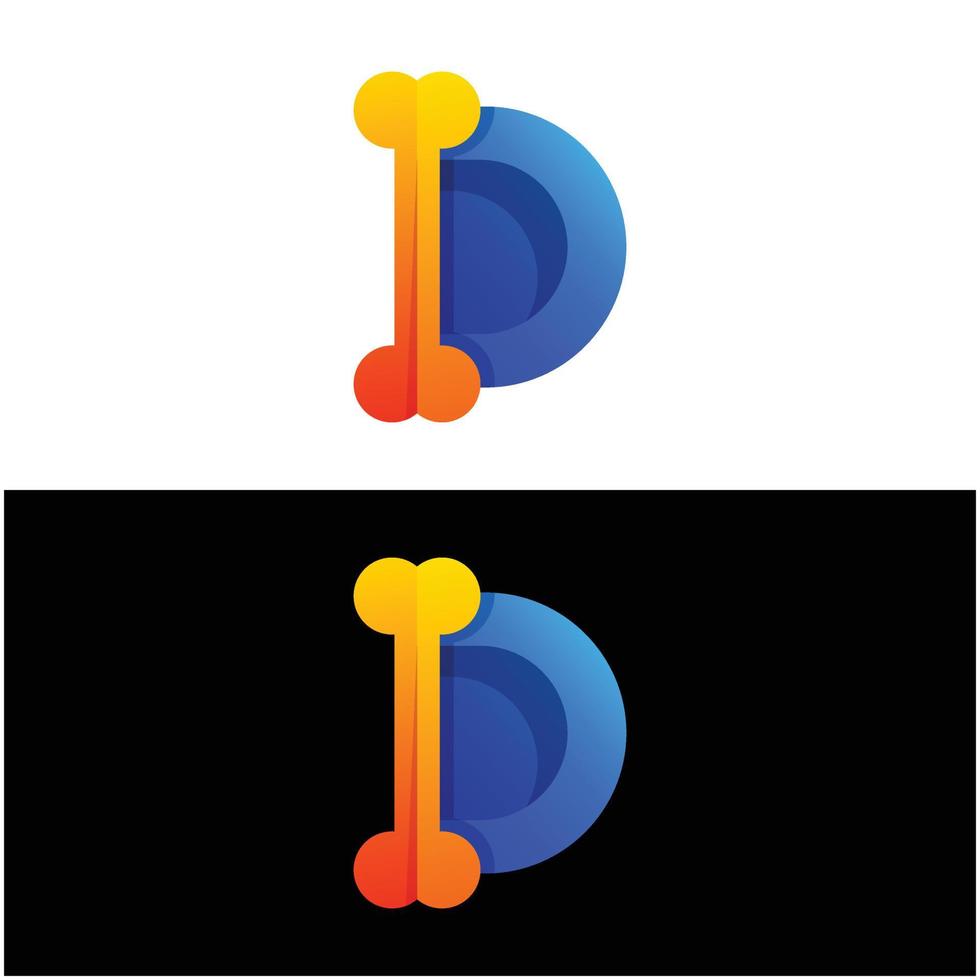 Gradient colorful style d letter d bone toy vector logo illustration