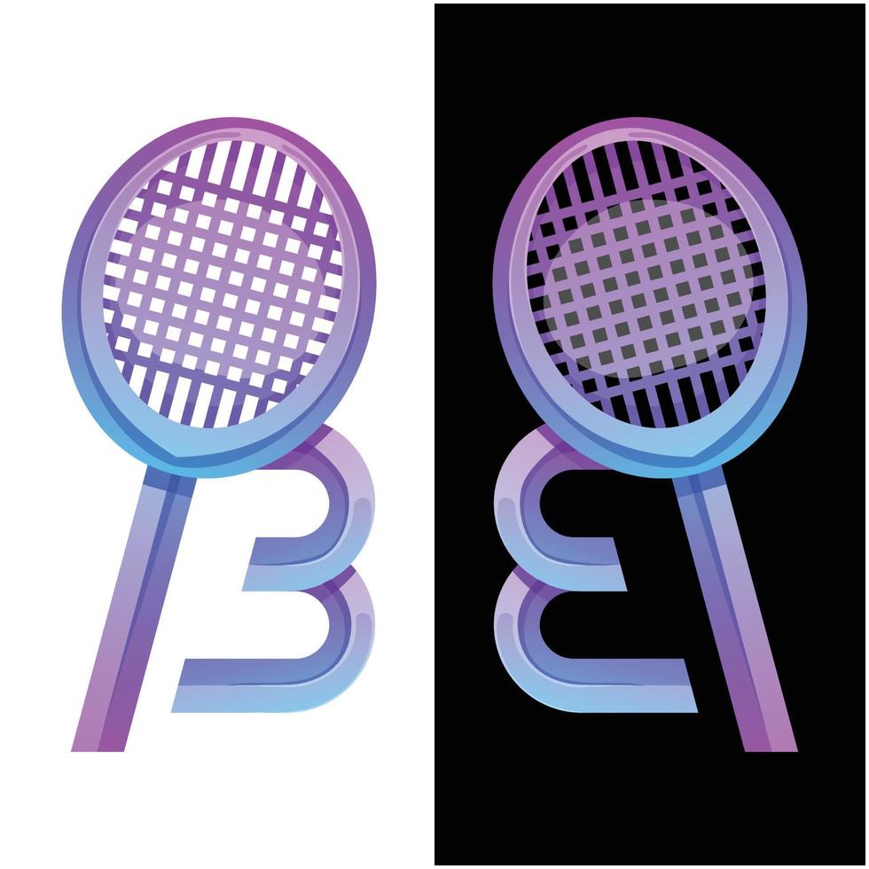 Vector logo illustration letter b badminton  gradient colorful style