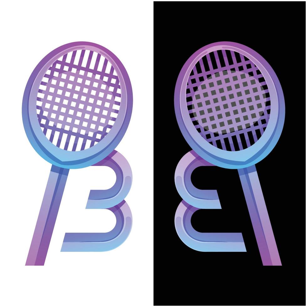 vector logo ilustración letra b bádminton degradado estilo colorido