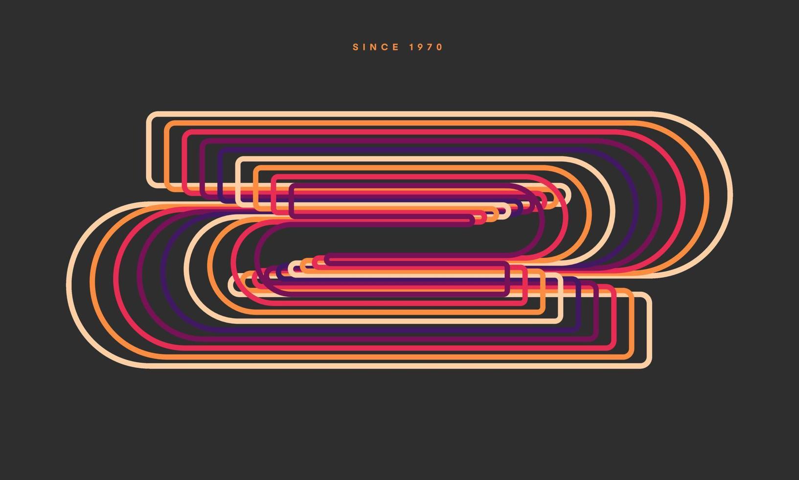 Retro pattern design in abstract style with colorful lines. Vector illustration.