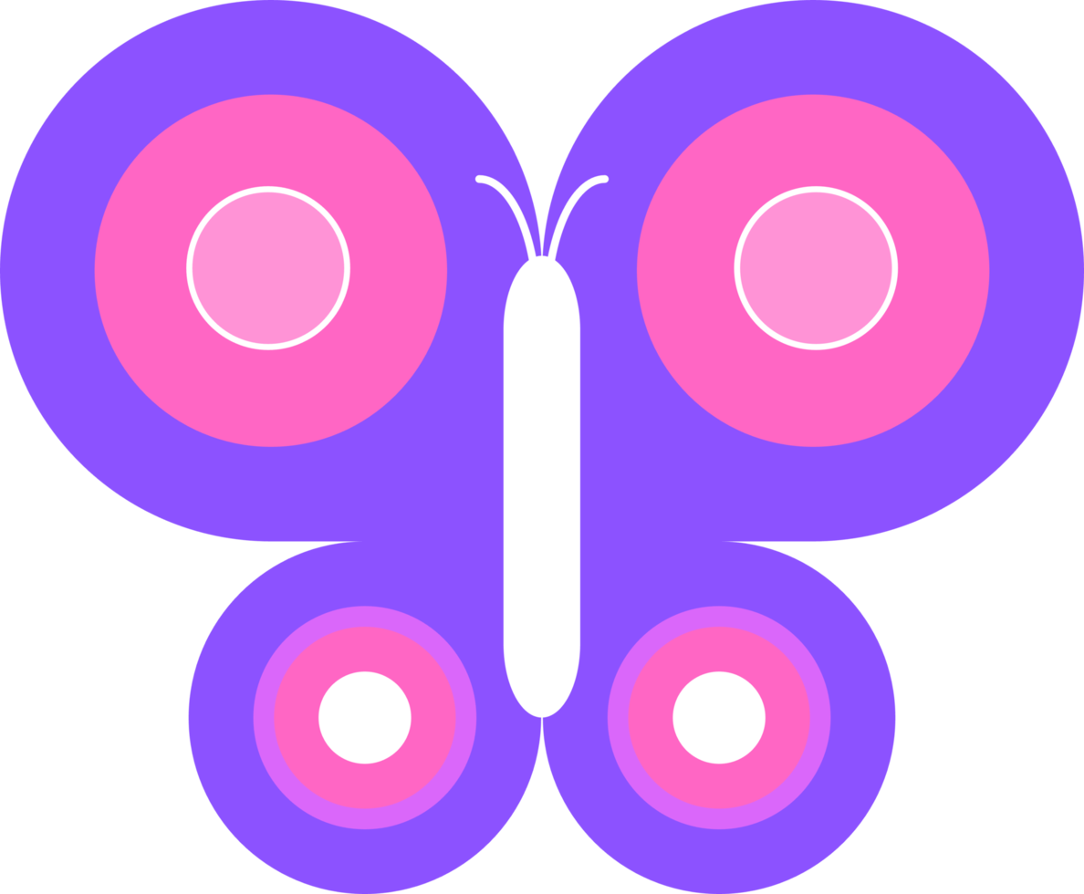 Butterfly with colorful pink purple style, element for decoration png