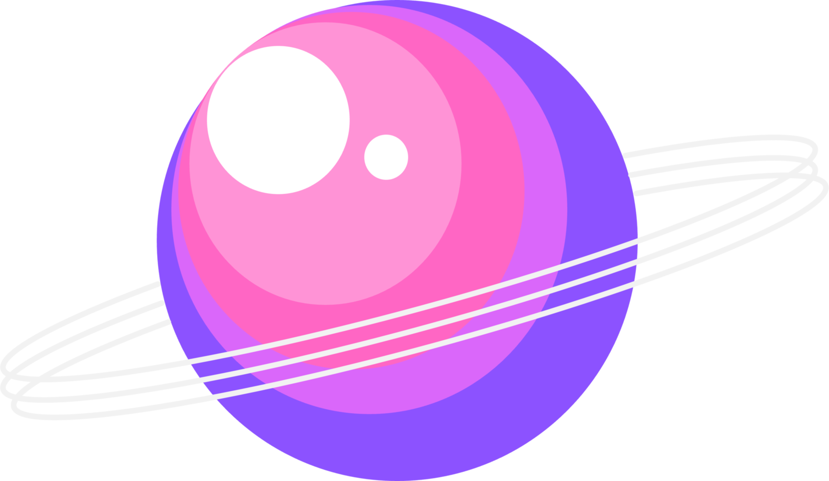 The planet with rings colorful pink purple style, element for decoration png