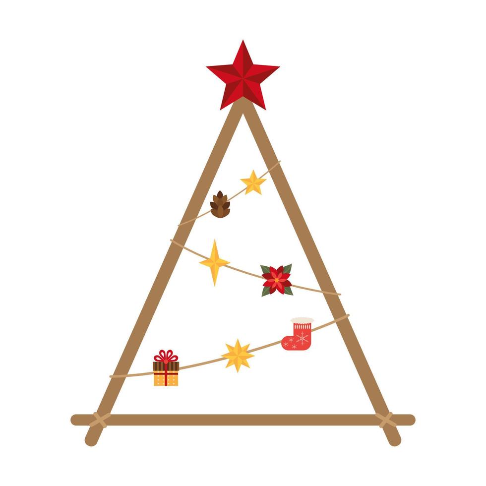 árbol de navidad en estilo ecológico. ilustración vectorial vector