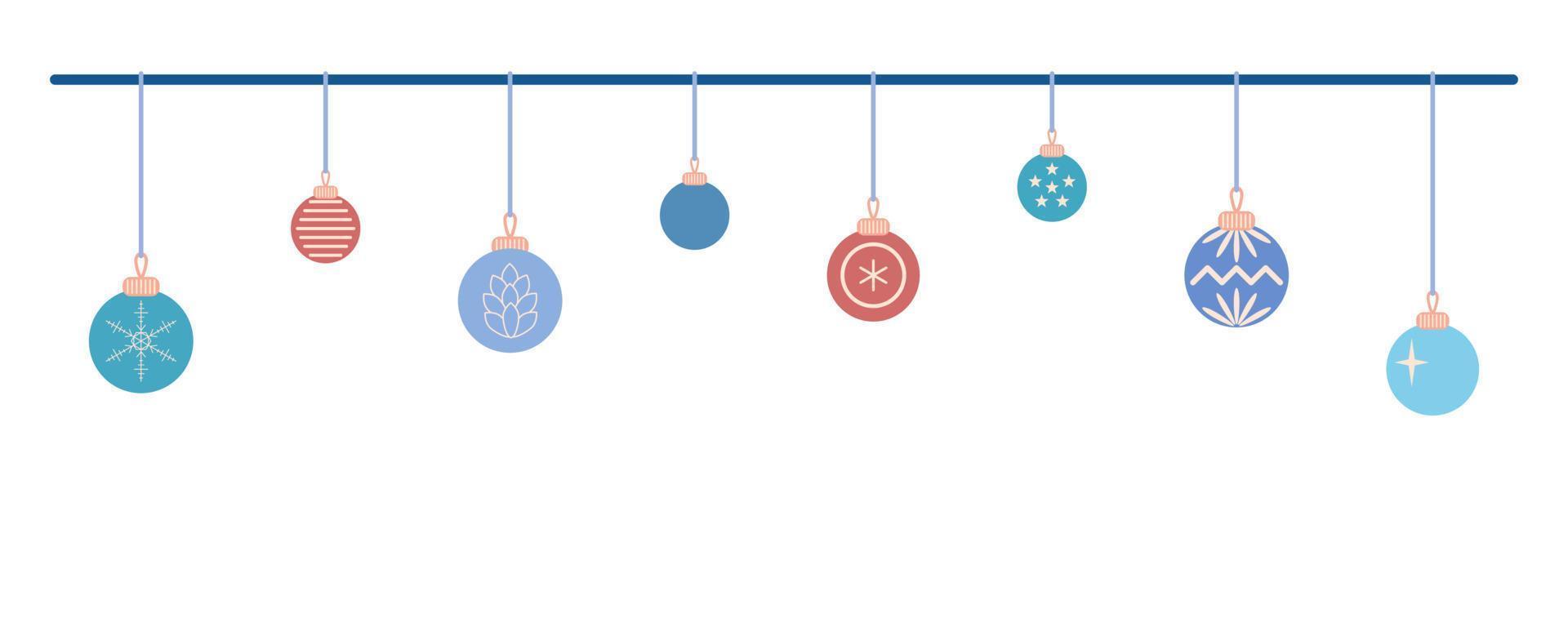 banner de navidad con una guirnalda de bolas de navidad. ilustración vectorial vector