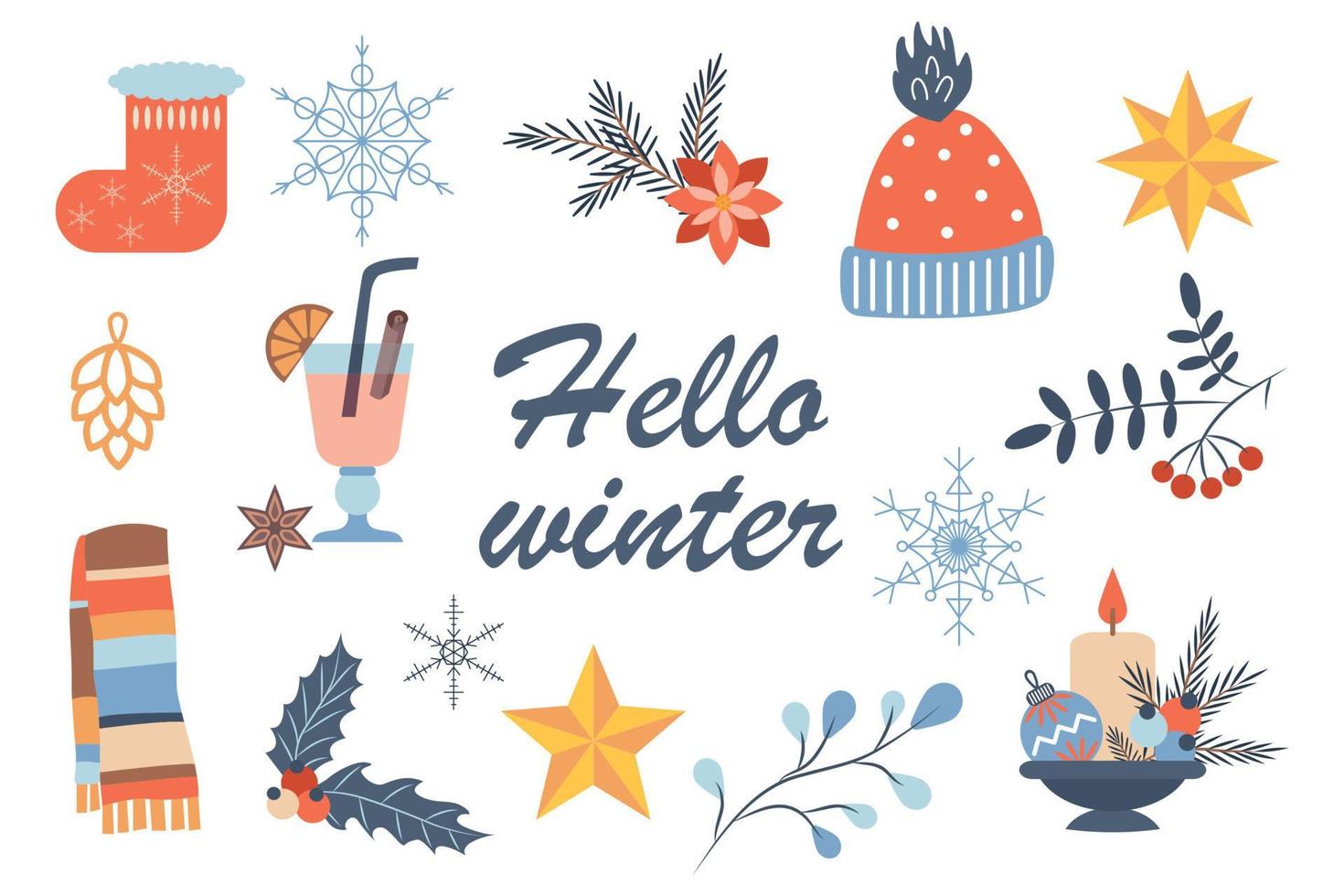 conjunto de ilustración de invierno. ilustración vectorial vector