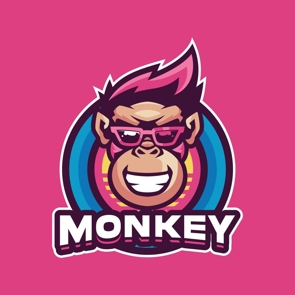 Monkey Cool Mascot Vector Logo Design Templates