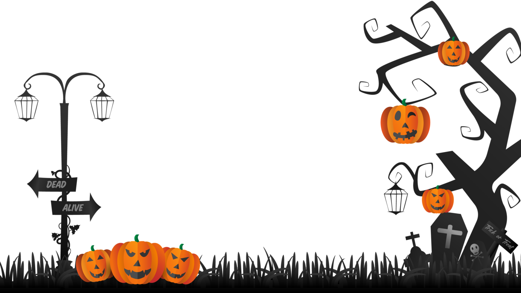 Halloween-Kulisse inklusive Silhouette des Friedhofs png