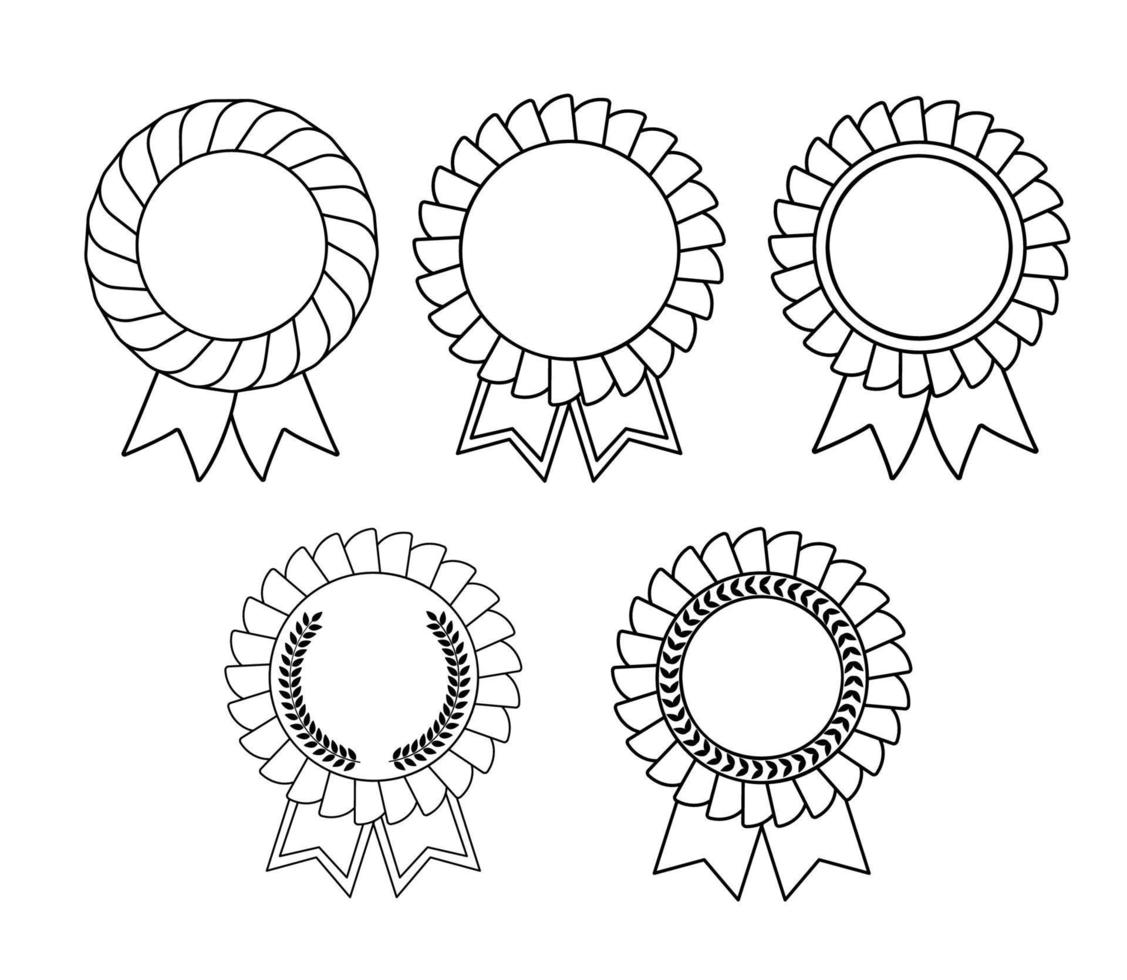 Set of line medals icon . Blank template for decor. Vector outline illustration isolated on white background.
