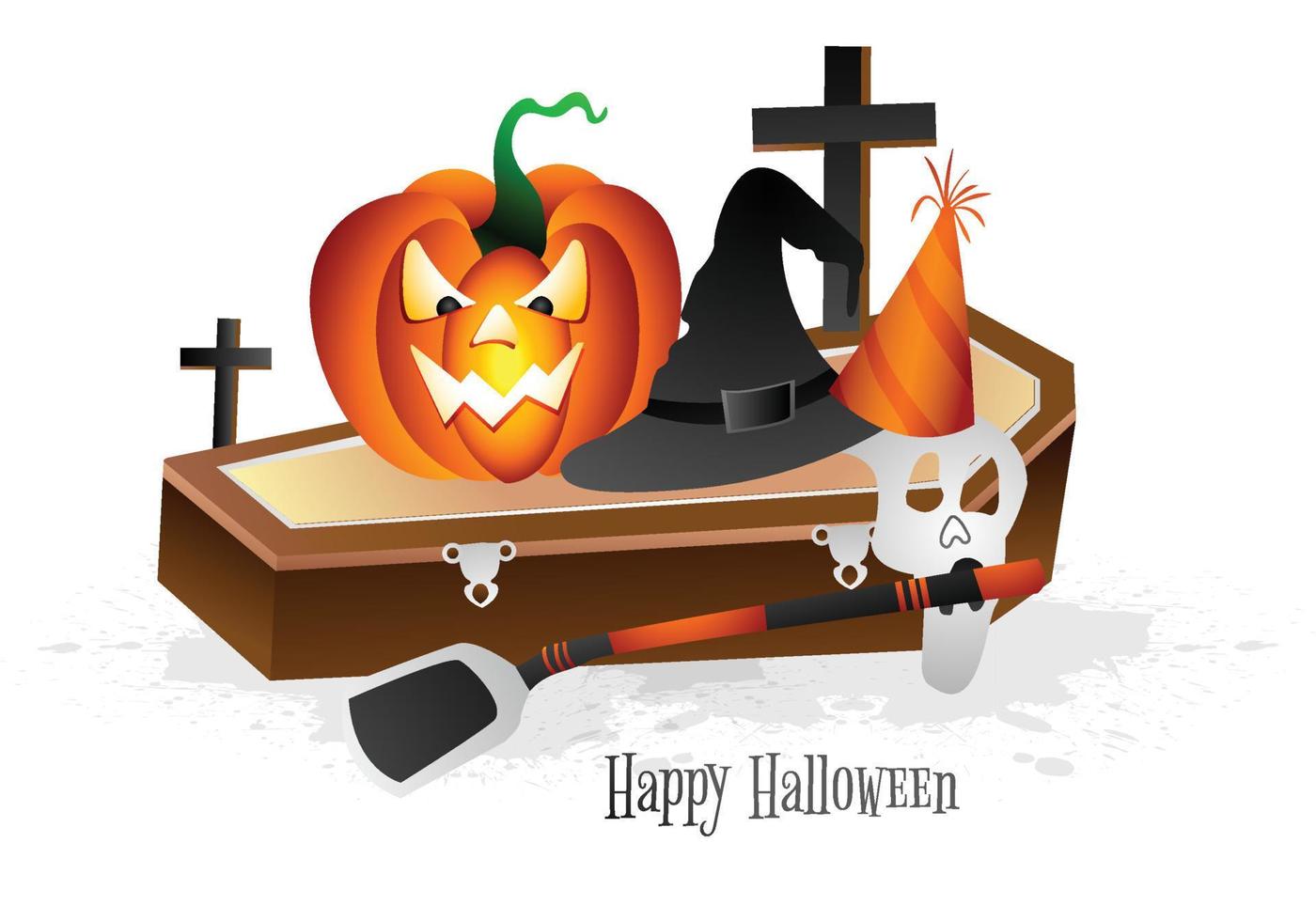 diseño de ilustración de tarjeta de calabaza espeluznante de fondo de halloween vector