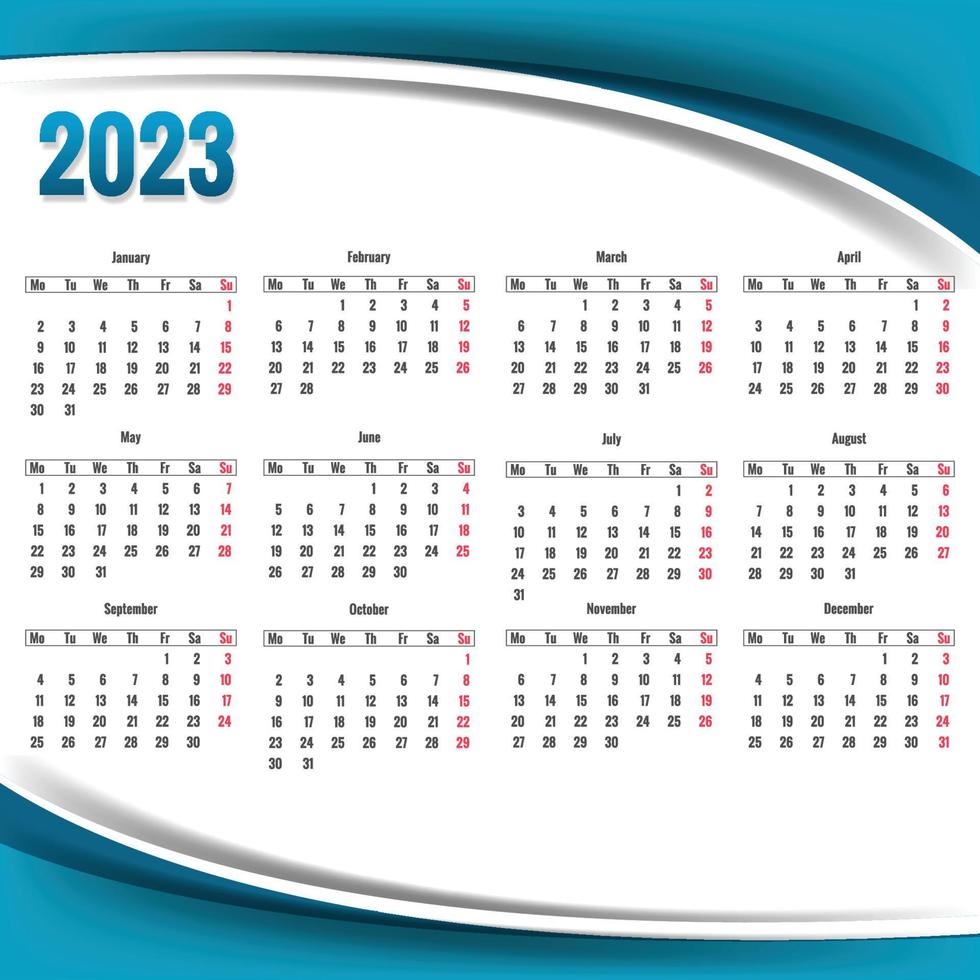 New year 2023 calendar template design vector