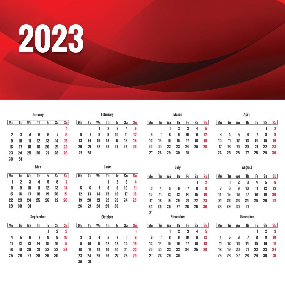 New year 2023 calendar template design vector